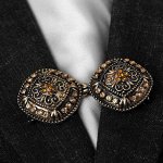 Зажим для кардигана &quot;Этнос&quot;, цвет коричневый в чернёном золоте