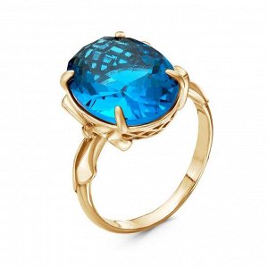 Кольцо "Кокетство" позолота, цвет голубой, 19 размер