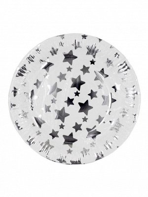 Тарелка бумага звезды серебро набор 10 шт 23 см