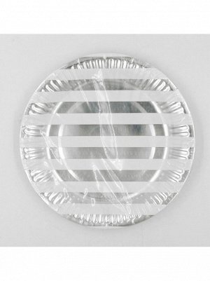 Тарелка бумага полоска серебро набор 10 шт 18 см