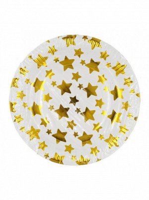 Тарелка бумага звезды золото набор 10 шт 23 см