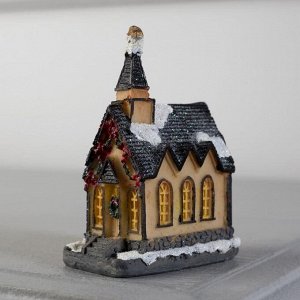 Светодиодная фигура «Дом с башней» 4.5x 8.5 x 6 см, керамика, батарейки AG13х2, свечение тёплое белое