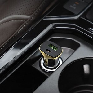 Автомобильное зарядное устройство Hoco Z31A Colossus PD + QC3.0, 2 USB порта, для зарядки телефонов, планшетов, GPS навигаторов, видеорегистраторов и другой мобильной техники, 6,3x3,1x2,3 см