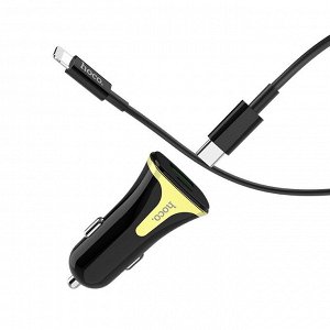 Автомобильное зарядное устройство Hoco Z31A Colossus PD + QC3.0, 2 USB порта, для зарядки телефонов, планшетов, GPS навигаторов, видеорегистраторов и другой мобильной техники, 6,3x3,1x2,3 см