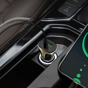 Автомобильное зарядное устройство Hoco Z31A Colossus PD + QC3.0, 2 USB порта, для зарядки телефонов, планшетов, GPS навигаторов, видеорегистраторов и другой мобильной техники, 6,3x3,1x2,3 см