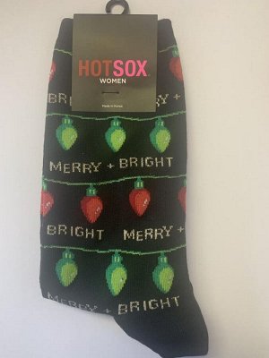 HotSox Носки жен. длинные с принтом рождество, черный1 шт (р.37-39)