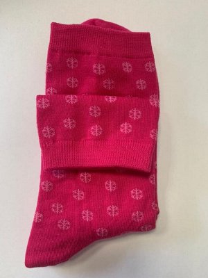 Amina Sox Носки длинные розовые со снежинкой НГ, 1 шт (р.37-39)