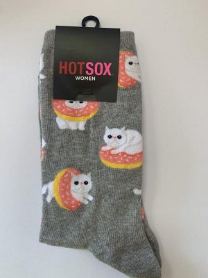 HotSox Носки мужские длинные с принтом кот и пончик, серый1 шт (р.39-44))