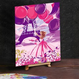 Картина по номерам с дополнительными элементами "Девушка в Париже", 30х40 см