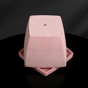 Кашпо-квадрат из гипса с поддоном «Классика», цвет розовый, 11x 11 см