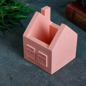 Кашпо домик, розовое, 7 х 7 х 8,5 см