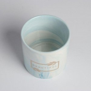 Керамическое кашпо с тиснением «Красота», 10 х 10 см