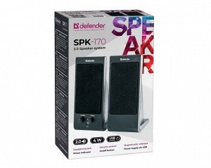 Акустическая 2.0 система Defender SPK-170 черный, 4 Вт, питание от USB, 65165