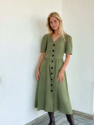 S2125 Платье в стиле ретро в оливковом цвете