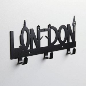 Вешалка интерьерная настенная на 3 крючка «Лондон», цвет чёрный