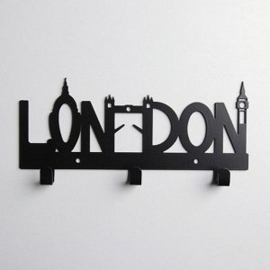 Вешалка интерьерная настенная на 3 крючка «Лондон», цвет чёрный