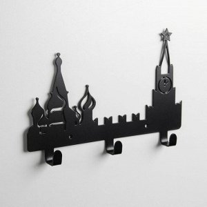 Вешалка интерьерная настенная на 3 крючка «Москва», цвет чёрный