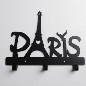 Вешалка интерьерная настенная на 3 крючка «Париж», цвет чёрный