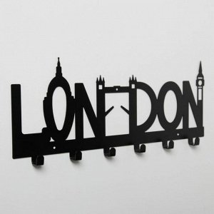 Вешалка интерьерная настенная на 6 крючков «Лондон», цвет чёрный
