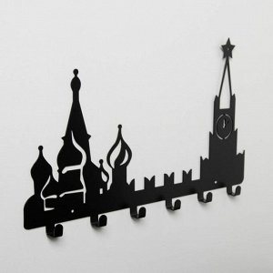 Вешалка интерьерная настенная на 6 крючков «Москва», цвет чёрный
