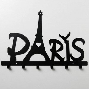 Вешалка интерьерная настенная на 6 крючков «Париж», цвет чёрный