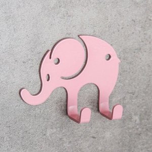Вешалка интерьерная на 2 крючка «Слон», детская, цвет розовый