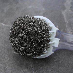 Губка для посуды с дозатором удобная 7x5x22 см, металлическая, 14 гр