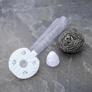 Губка для посуды с дозатором удобная 7x5x22 см, металлическая, 14 гр
