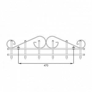 Вешалка настенная на 6 крючков «Ажур», 66,7?21?7,8 см, медный антик