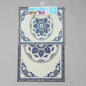 Набор ковриков для ванной и туалета Доляна «Адиса», 2 шт: 50x78 см, 40x50 см, цвет синий