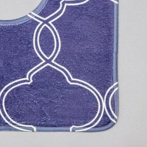 Набор ковриков для ванны и туалета Доляна «Виньер», 2 шт: 44x50, 50x80 см, цвет синий