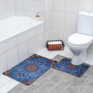 Набор ковриков для ванной и туалета Доляна «Узочи», 2 шт: 50x78 см, 40x50 см