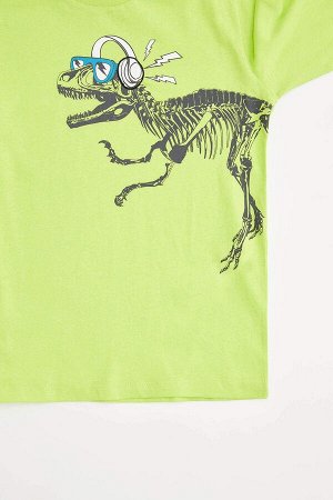 Легкая футболка с длинными рукавами с круглым вырезом и принтом динозавров для мальчиков