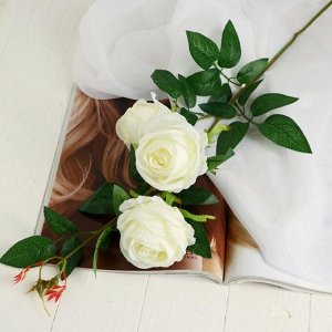Цветы искусственные "Роза" три бутона, белая