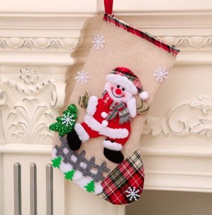 Рождественский сапожок с декором "Снеговик"