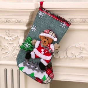 Рождественский сапожок с декором "Новогодний медведь"