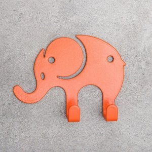 Вешалка интерьерная на 2 крючка «Слон», детская, цвет оранжевый