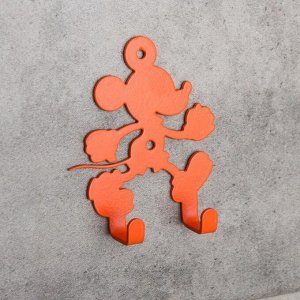 Вешалка интерьерная настенная на 2 крючка «Бегущий Микки», детская, цвет оранжевый