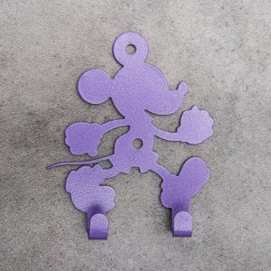 Вешалка интерьерная настенная на 2 крючка «Бегущий Микки», детская, цвет фиолетовый