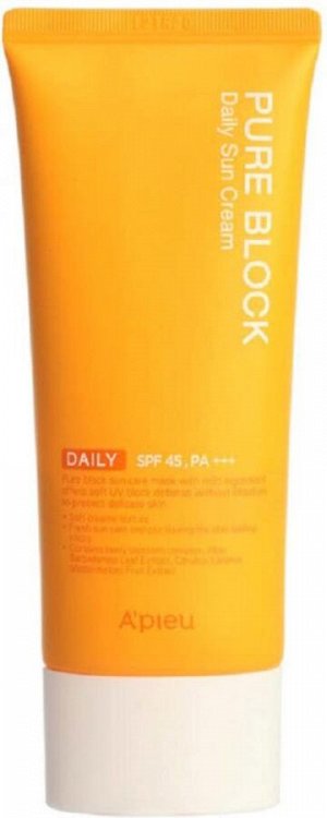 A'PIEU Pure Block Natural Daily Sun Cream SPF45/Pa+++ Солнцезащитный крем 100мл