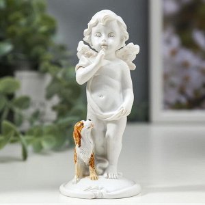 Сувенир полистоун "Белоснежный ангел с цветным щенком" 10,5х4,6х4,5 см