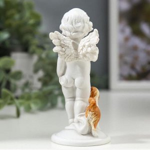 Сувенир полистоун "Белоснежный ангел с цветным щенком" 10,5х4,6х4,5 см
