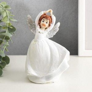 Сувенир полистоун "Танцующий ангелочек с серебристыми крыльями" МИКС 13,5х10х8 см