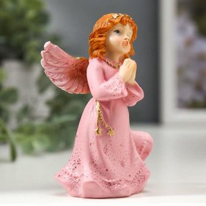 Сувенир полистоун "Девочка-ангел в розовом платье - молитва" 9,3х6х3,5 см