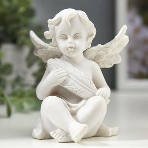 Сувенир полистоун "Белоснежный ангел с пёрышком" 9,3х7х6 см