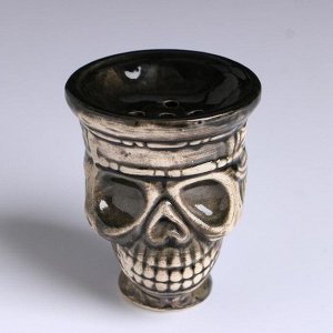Чаша для кальяна керамическая "Череп" 8х9.5 см, микс
