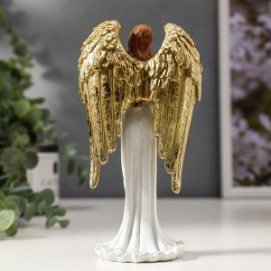 Сувенир полистоун "Девушка ангел-хранитель с голубем, с золотыми крыльями" 16х8х5 см