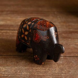 Интерьерный сувенир "Расписной слонёнок" дерево, батик 11 см
