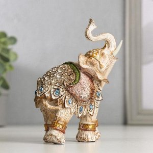 Сувенир полистоун "Слон в бежевой попоне с сапфирами" МИКС 13,5х11,5х6,5 см
