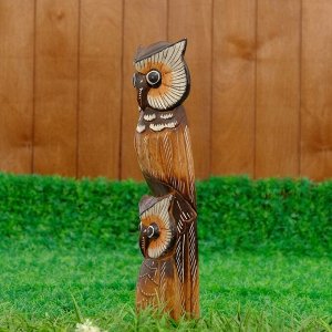 Сувенир дерево "Иглоногая сова с совёнком" 40х12х5 см